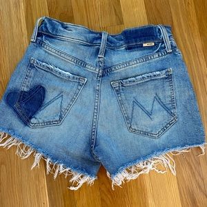 MOTHER The Tomcat Kick Fray Shorts with heart